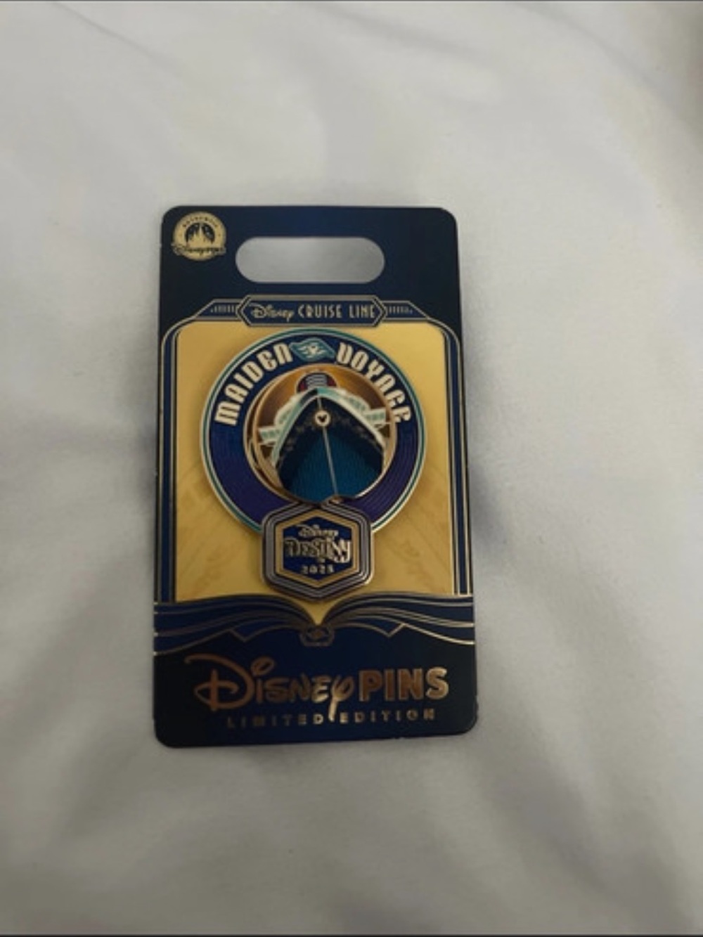 Disney Cruise Line Maiden Voyage Blue and Gold Enamel Pin
